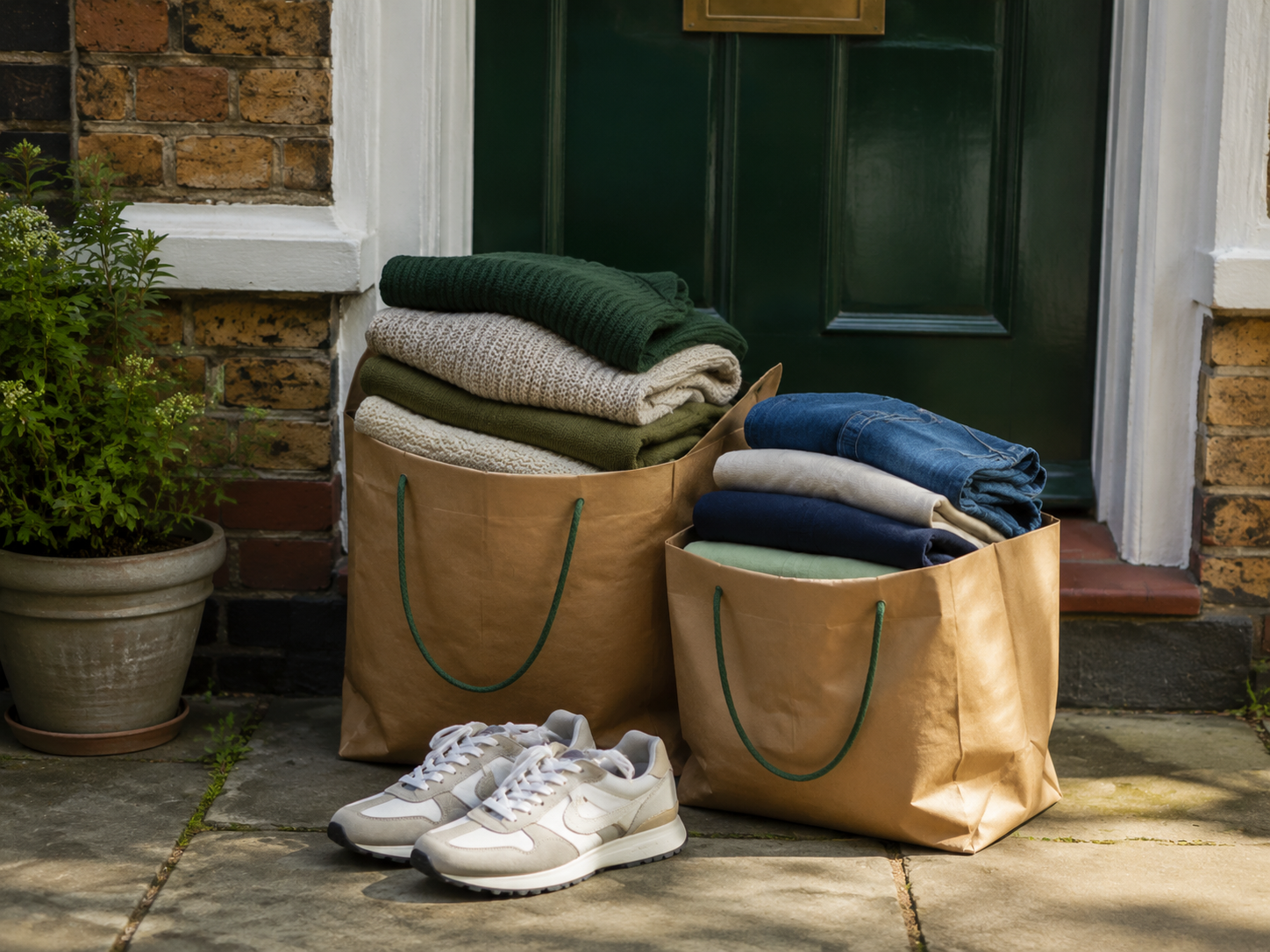 Reusable clothing, footwear and accessories prepared for a local collection